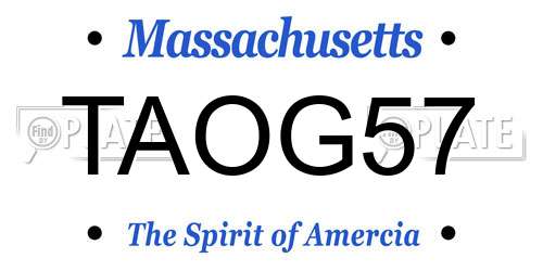 TAOG57 Massachusetts License Plate