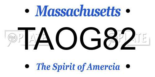 TAOG82 Massachusetts License Plate