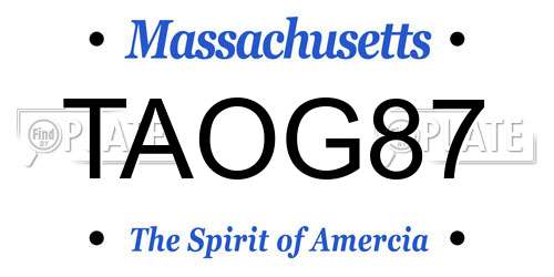 TAOG87 Massachusetts License Plate