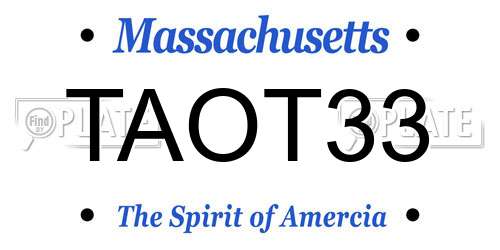 TAOT33 Massachusetts License Plate