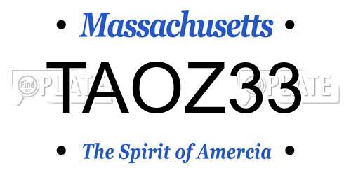 TAOZ33 Massachusetts License Plate