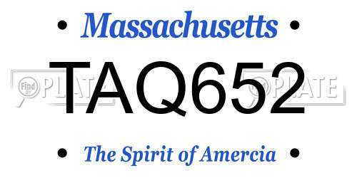 TAQ652 Massachusetts License Plate