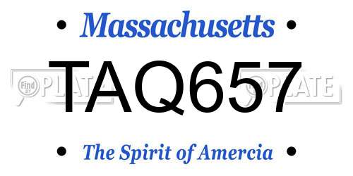TAQ657 Massachusetts License Plate