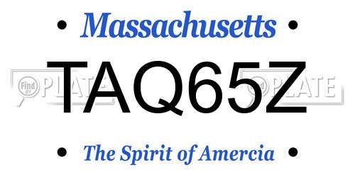 TAQ65Z Massachusetts License Plate