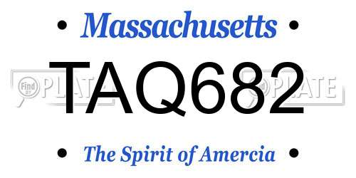 TAQ682 Massachusetts License Plate