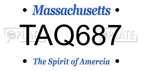 TAQ687 Massachusetts License Plate