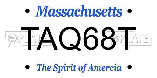 TAQ68T Massachusetts License Plate