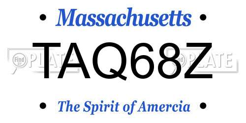 TAQ68Z Massachusetts License Plate