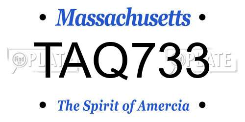 TAQ733 Massachusetts License Plate