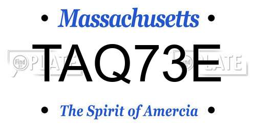 TAQ73E Massachusetts License Plate