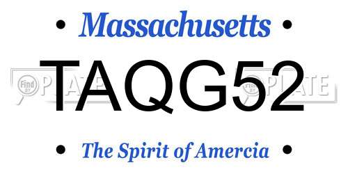TAQG52 Massachusetts License Plate
