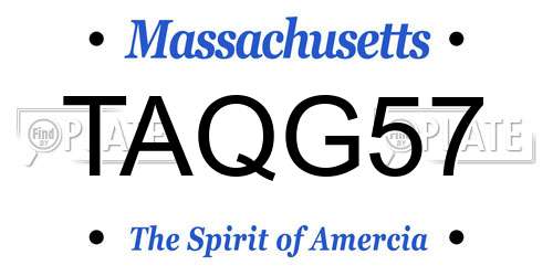 TAQG57 Massachusetts License Plate