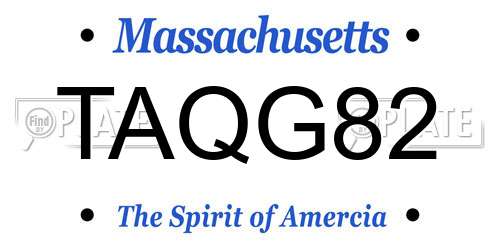 TAQG82 Massachusetts License Plate