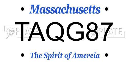 TAQG87 Massachusetts License Plate