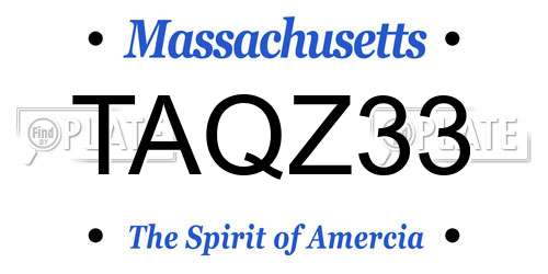 TAQZ33 Massachusetts License Plate