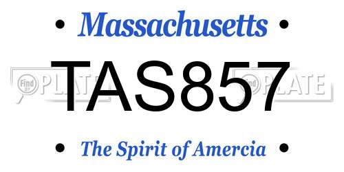 TAS857 Massachusetts License Plate
