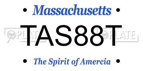TAS88T Massachusetts License Plate