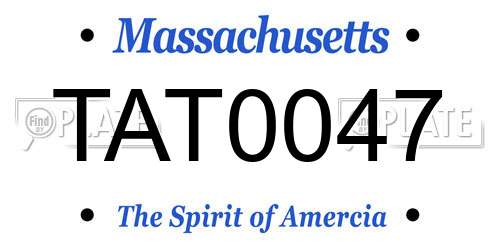 TAT0047 Massachusetts License Plate