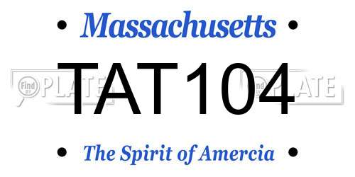 TAT104 Massachusetts License Plate
