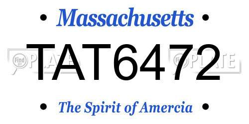 TAT6472 Massachusetts License Plate