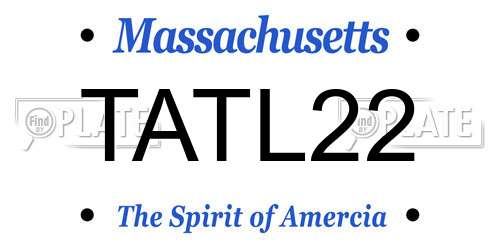TATL22 Massachusetts License Plate