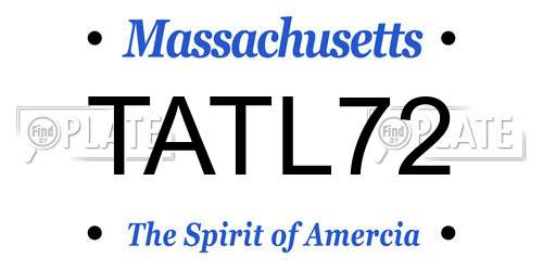 TATL72 Massachusetts License Plate