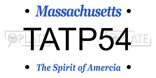 TATP54 Massachusetts License Plate
