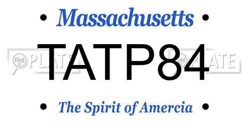TATP84 Massachusetts License Plate