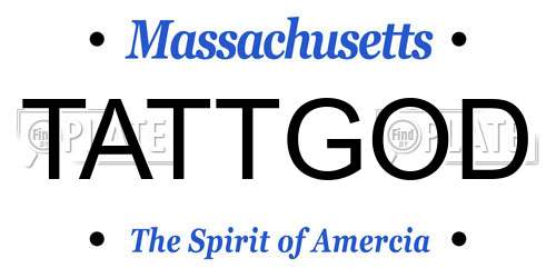 TATTGOD Massachusetts License Plate