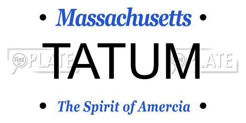 TATUM Massachusetts License Plate