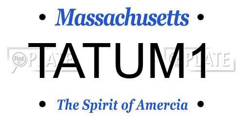 TATUM1 Massachusetts License Plate