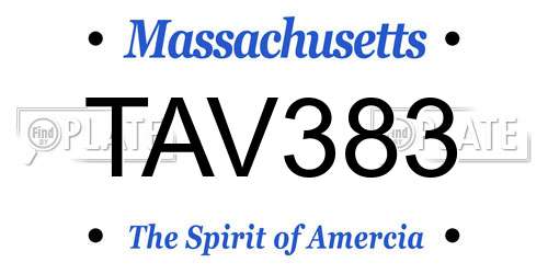 TAV383 Massachusetts License Plate
