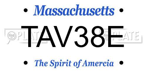 TAV38E Massachusetts License Plate