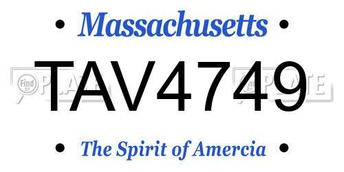 TAV4749 Massachusetts License Plate
