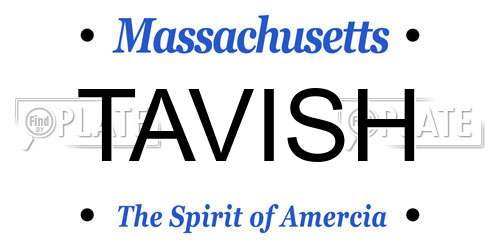 TAVISH Massachusetts License Plate