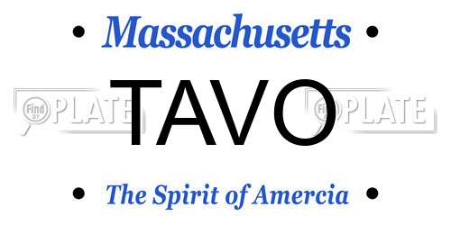 TAVO Massachusetts License Plate