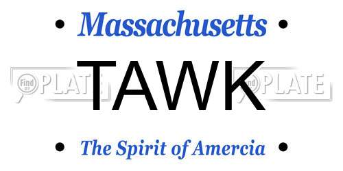 TAWK Massachusetts License Plate