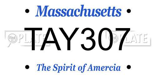 TAY307 Massachusetts License Plate