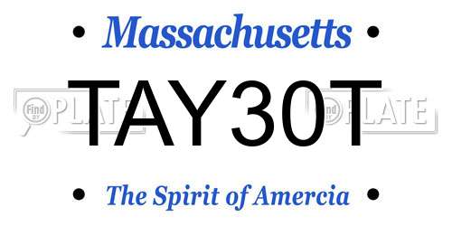 TAY30T Massachusetts License Plate