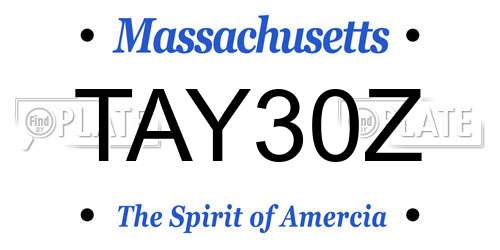 TAY30Z Massachusetts License Plate
