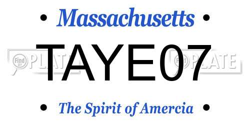 TAYE07 Massachusetts License Plate