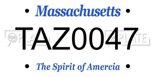 TAZ0047 Massachusetts License Plate