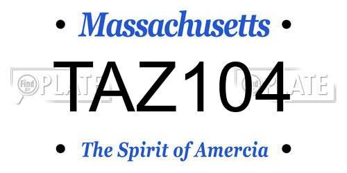 TAZ104 Massachusetts License Plate