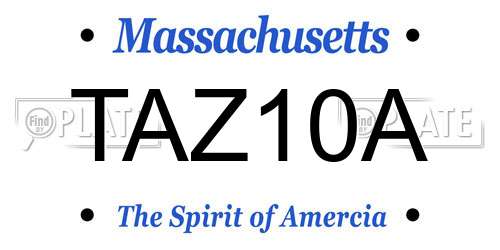TAZ10A Massachusetts License Plate