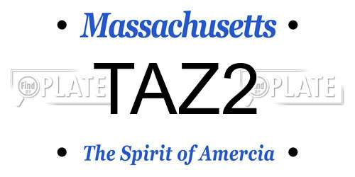 TAZ2 Massachusetts License Plate