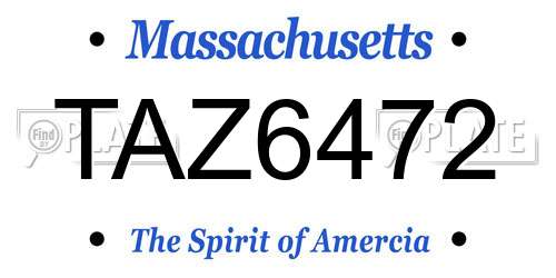 TAZ6472 Massachusetts License Plate