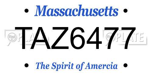 TAZ6477 Massachusetts License Plate