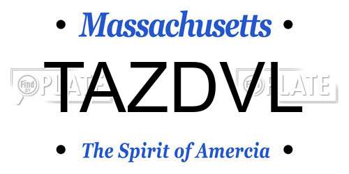 TAZDVL Massachusetts License Plate
