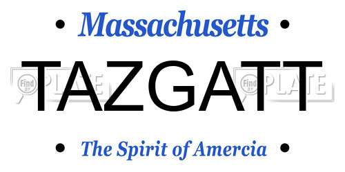 TAZGATT Massachusetts License Plate