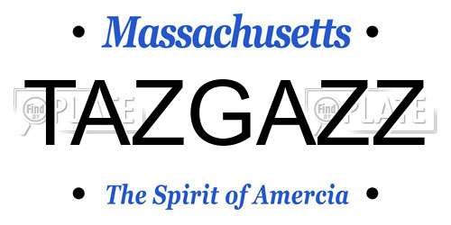 TAZGAZZ Massachusetts License Plate